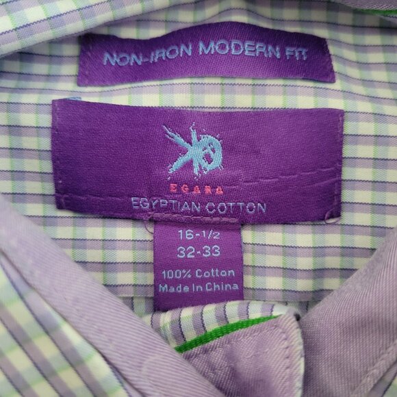 Egara Dress Shirt Mens Size 16.5 Non Iron Modern Fit Egyptian Cotton Flip Cuffs - Picture 5 of 7